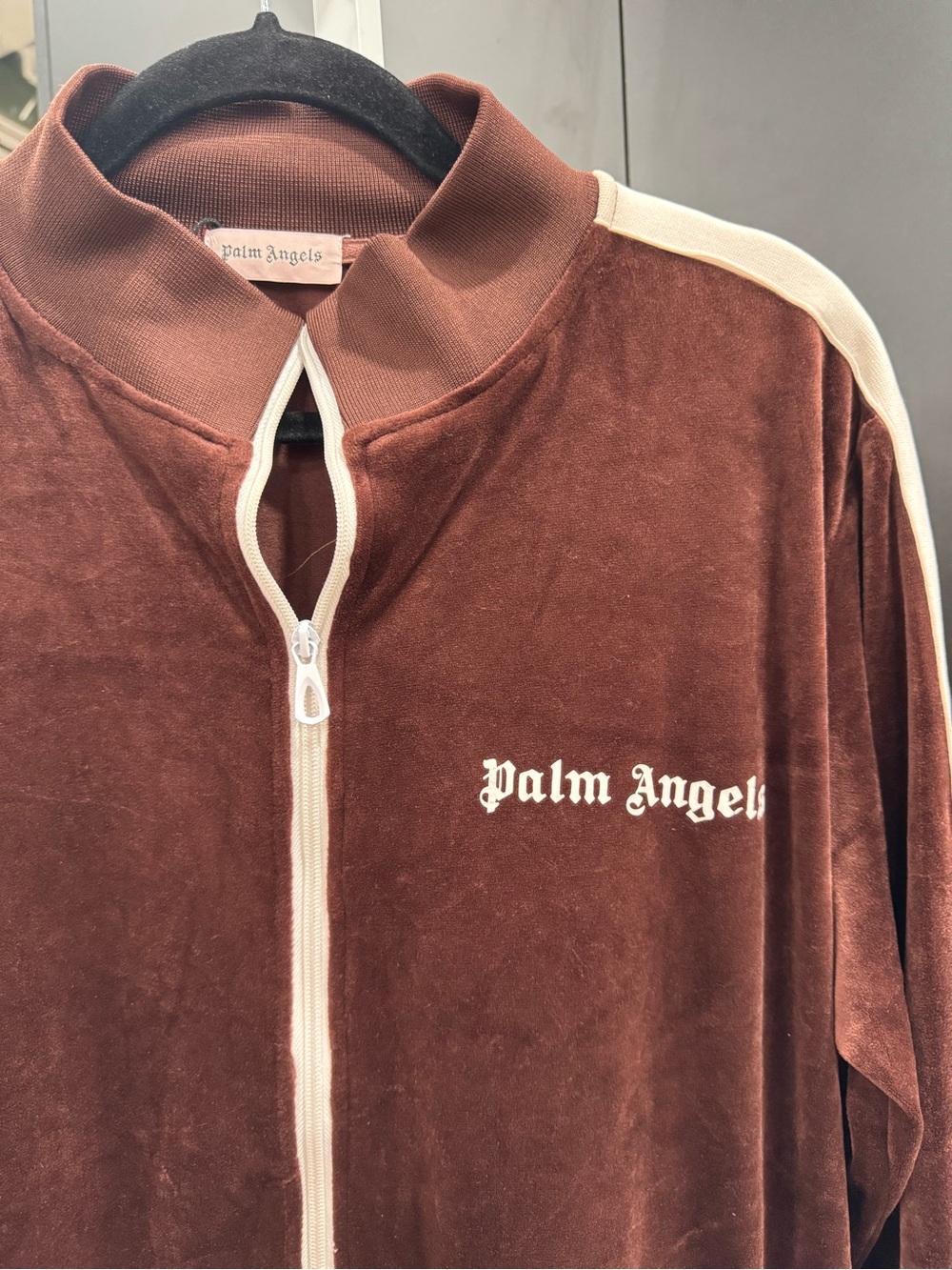 Palm Angels Brown Velour Zip Track Jacket And Pants Sz XL